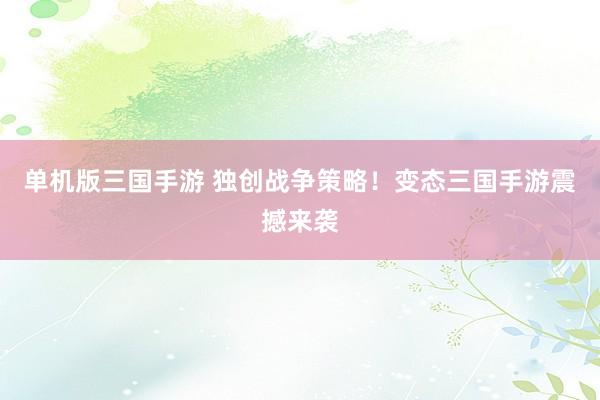 单机版三国手游 独创战争策略！变态三国手游震撼来袭